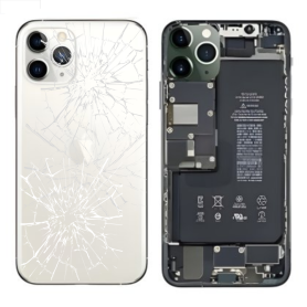 Back Glass, Rear Cover - Back Cover Housing iPhone 11 Pro Max White - Charging Connector + Battery (Original Disassembled) - Bro