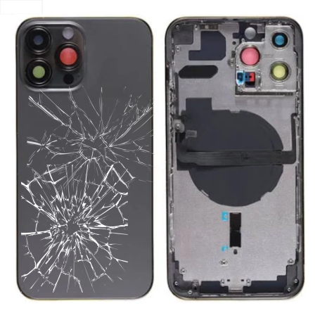 Rear Cover - Back Cover Housing iPhone 13 Pro Black - Charging Connector without Battery (Original Disassembled) - Broken, whole