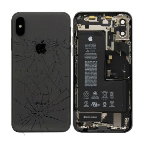 Back Cover Housing iPhone XS Max Black - Charge Connector + Battery (Original Disassembled) - Broken