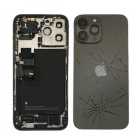 Rear Cover, Back Glass - Back Cover Housing iPhone 13 Pro Max Graphite - Charging Connector + Battery (Original Disassembled) - 