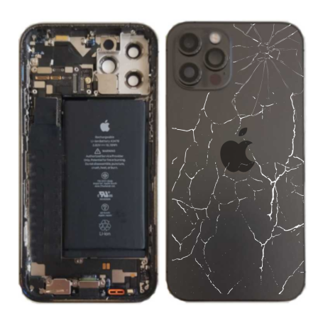 Châssis, Cadre - Châssis Complet iPhone 12 Pro Noir - Connecteur de Charge + Batterie (Origine Demonté) - Cassé, prix de gros.