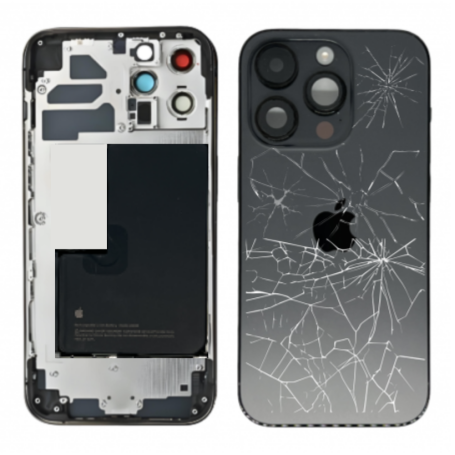 Back Housing - Full Chassis iPhone 14 Pro Black - Without Charging Connector Battery (Original Disassembled) - Broken, wholesale