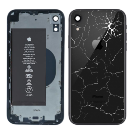 Back Glass, Replacement Part - Rear Frame iPhone XR with Black Battery (Original Disassembled) - Broken, wholesale price