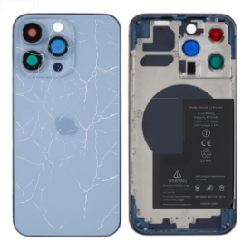 Carcasse, Structure - Châssis Complet iPhone 13 Pro Max Bleu - Sans Connecteur de Charge + Batterie (Origine Demonté) - Cassé, p