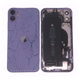 Rear Cover, Back Glass - Back Cover Housing iPhone 11 Purple - Charging Connector Battery (Original Dismantled) - Cassé, wholesa