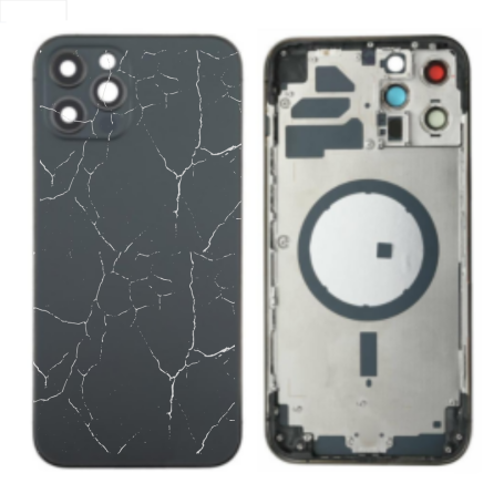 Vitre arrière, Dos - Châssis Vide iPhone 13 Pro Noir (Origine Demonté) - Cassé, prix de gros.