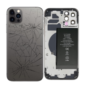 Châssis, Structure - Châssis Complet iPhone 12 Pro Noir - sans Connecteur de Charge + Batterie (Origine Demonté) - Cassé, prix d