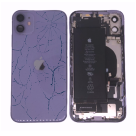 Back Glass - Back Cover Housing iPhone 11 Purple - Without Charging Connector + Battery (Original Disassembled) - Broken, wholes