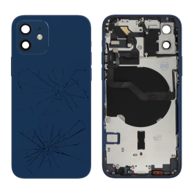Châssis, Structure, Charpente - Châssis Complet iPhone 12 Pro Max Bleu - Connecteur de Charge + Sans Batterie (Origine Demonté) 