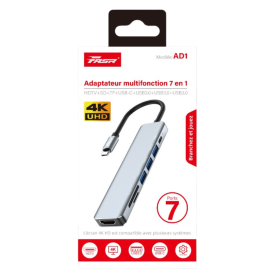 Adaptateur, Convertisseur - Adaptateur Multifonction 7-en-1 HDTV / SD / TF / USB-C / USB - FASR AD1, prix de gros.