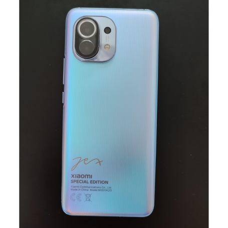 Dos, CouvRel arrière - Vitre Arrière Xiaomi Mi 11 Bleu Arc En Ciel Sans Contour lentille Noir (Original Démonté) - Grade A, prix