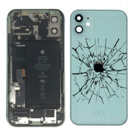 Back Glass, Rear Cover - Back Cover Housing iPhone 12 Mini Green - Charging Connector + Battery (Original Disassembled) - Broken