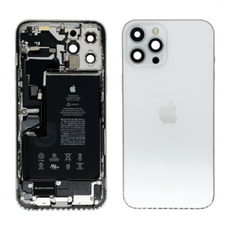 Châssis iPhone, Cadre Complet - Châssis Complet iPhone 12 Pro Blanc - Connecteur de Charge Sans Batterie (Origine Demonté) Grade