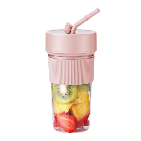Portable Blender, Mixer - Mini rechargeable multi-functional portable blender with 6 blades and straw 350ml - Pink, wholesale pr