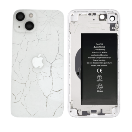 Back Cover - iPhone 13 White Complete Chassis - Without Charging Connector + Battery (Original Disassembled) Broken, wholesale p
