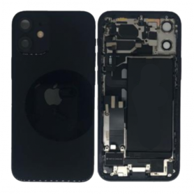 Back Glass, Rear Cover - Back Cover Housing iPhone 12 Mini Black - Charging Connector + Without Battery (Original Disassembled) 