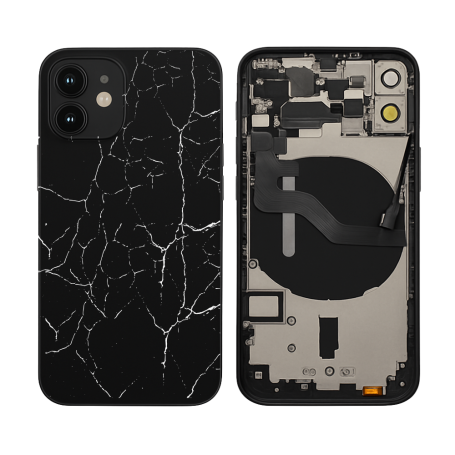 Mobile Parts, Spare Components - iPhone 12 Mini Black Full Frame - Charging Connector without Battery (Original Disassembled) Br