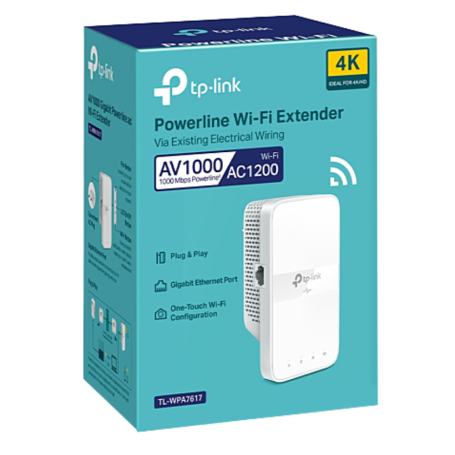 Network Adapter, Signal Booster - TP-Link AV1000 Wi-Fi Powerline Range Extender TL-WPA7617(EU) - White, wholesale price