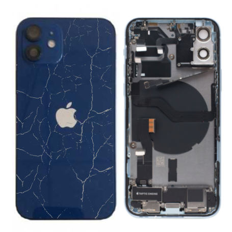 Pièces détachées iPhone, Composants - Châssis Complet iPhone 12 Noir - Sans Connecteur de Charge avec Batterie (Origine Demonté)