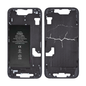Smartphone Parts - iPhone 14 Chassis Black - without Charging Connector with Battery without Back Glass (Original Removed) - Bro