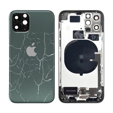 Back Glass - Back Cover Housing iPhone 11 Pro Green - Without Charging Connector Battery (Original Disassembled) - Broken, whole