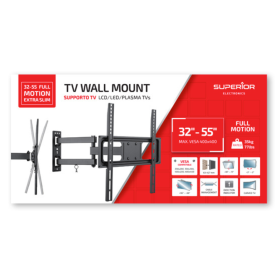 Superior Adjustable Wall-Mount TV Bracket Extra Slim for 32-55 Inch Screens Holds Up to 35 kg