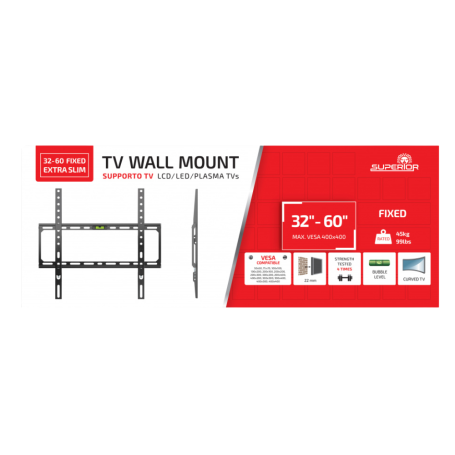 TV Bracket, Display Mount - Wall Mount TV Fixed Extra Slim 32"-60" - Compatible with Samsung Q6/VESA Max 400/Max 35kg - Superior