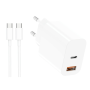 Chargeur Rapide, Adaptateur USB - Kit Chargeur Type-C + USB-A PD 20W QC 3.0 avec Câble Type-C/Type-C 1m 3A - D-power J8268, prix