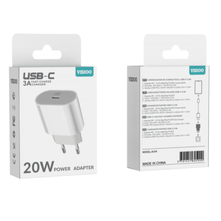 Adaptateur Secteur Type-C 20W PD D-power A018 Blanc - Charge Rapide et Sécurisée pour Tous Appareils