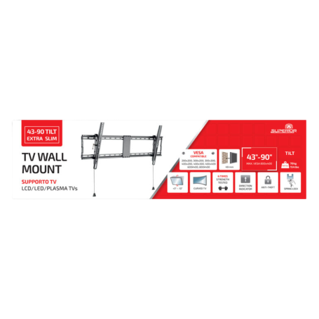 Support Écran, Fixation TV - Support Mural TV Inclinable Extra-Plat 43″ à 90″ Superior Electronics SUPSTV021 - Antivol/VESA jusq