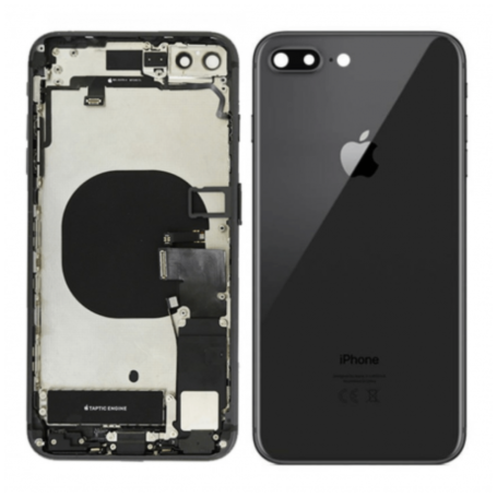 Back Cover, Rear Panel - Complete iPhone 8 Plus Black Chassis - Charging Connector without Battery (Original Disassembled) Grade