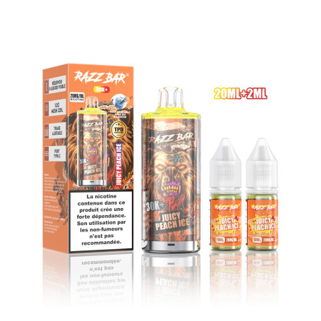 Vapoteuse, E-cigarette - RAZZBAR 30K+ Puffs - Pêche Juteuse Glacée, prix de gros.