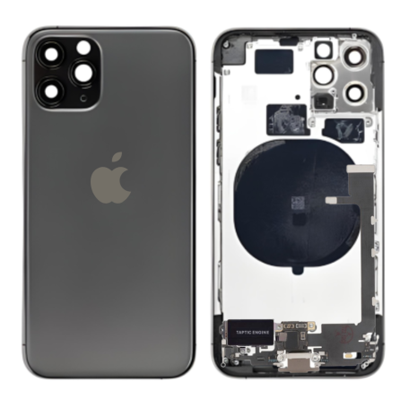 Back Glass, Rear Cover - Back Cover Housing iPhone 11 Pro Black - Charging Connector without Battery (Original Dismantled) Grade