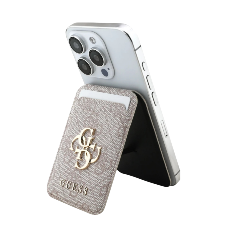 Étui, Housse - Coque portefeuille iPhone 4G PU avec emplacement cartes et support MagSafe GUESS GUWMSHG4BLP – Rose, prix de gros