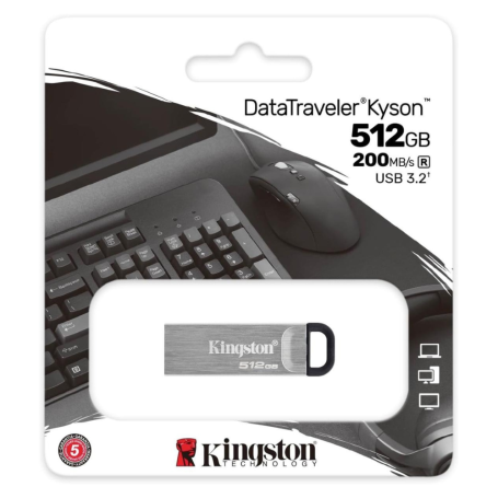 Stockage Flash, Mémoire USB - Clé USB Kingston DataTraveler Kyson USB-A 3.2 512 Go DTKN/512GB - Argent, prix de gros.