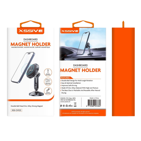 Monture Téléphonique, Fixation Aimant, Accroche Véhicule - Support Voiture Magnétique Tableau de Bord Double Rotule Alliage de Z