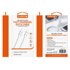 Câble de Charge USB-C/Lightning 1M 30W XSSIVE - Rapide et Fiable - Blanc