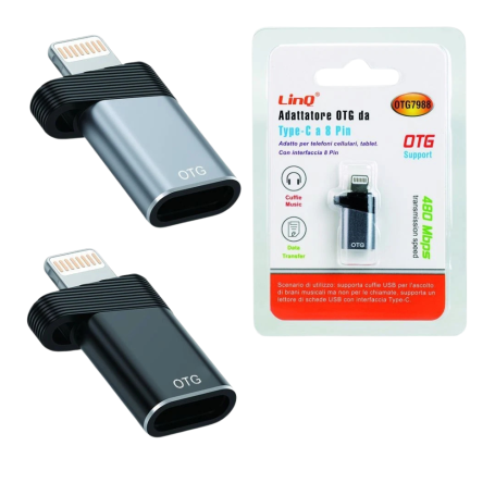 Connector, Converter - USB-C to Lightning OTG Adapter LinQ OTG7988, wholesale price