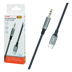 Audio Cable, Aux Cord - Braided Type-C to 3.5mm Jack Audio Cable 1m - LinQ MM7370, wholesale price