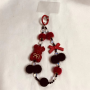 Accessory, Charm - Phone Strap red + black with Bear and Pom Pom, wholesale price