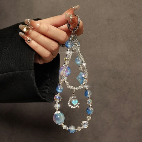 Bracelet, Dragonne, Sangle - Lanière de Téléphone Portable Bleu avec pendentif cœur, prix de gros.