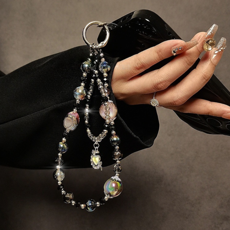 Bandoulière, Sangle - Lanière de Téléphone Portable Noir avec pendentif cœur, prix de gros.