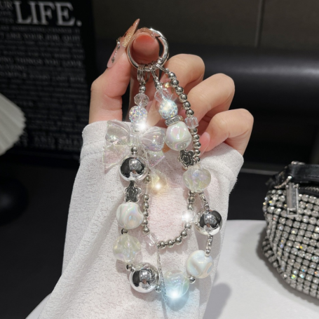 Tour de cou, Dragonne - Lanière de Téléphone Portable Blanc avec nœud papillon, prix de gros.