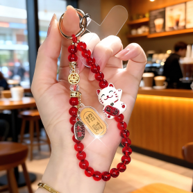 Charm, Accessory - Phone Strap Red with Lucky Cat, wholesale price