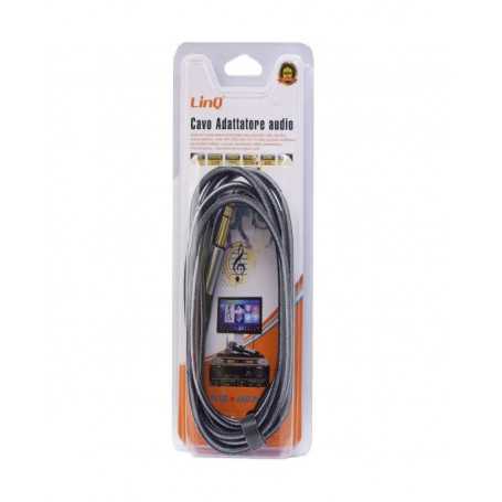 Câble Audio Jack 3.5mm Mâle / Jack 3.5mm Mâle + Jack 6.5mm Mâle Nylon Tressé 3m LinQ KL3607