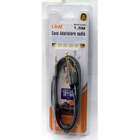 Câble Audio Jack 3.5mm Mâle / Jack 3.5mm + Jack 6.5mm Mâle Nylon Tressé 1.5m LinQ KL3612