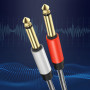 High-Quality LinQ KL6309 Type-C to 2 Jack 6.35mm Audio Cable 1.5m Nylon Braided Durable