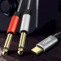 High-Quality LinQ KL6309 Type-C to 2 Jack 6.35mm Audio Cable 1.5m Nylon Braided Durable