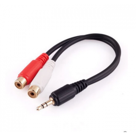 Câble Audio Jack 3.5mm Mâle / 2 RCA Femelles Nylon Tressé 30cm LinQ M3R2