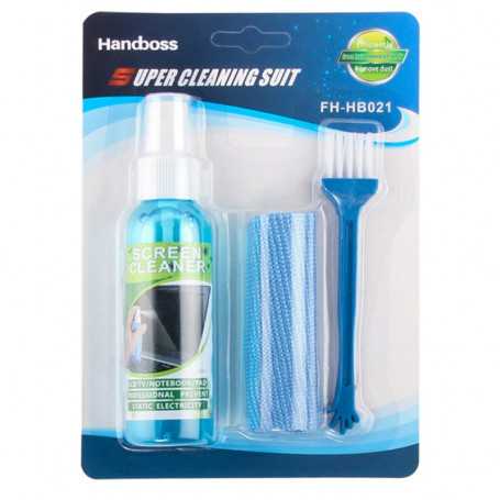 Cleaning kit for fragile screens (cleaner + cloth + brush)
